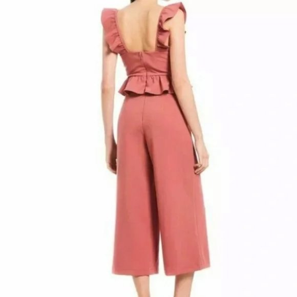 Gianni Bini Womens Deco Rose Peplum Jumpsuit Size Small - Picture 2 of 11